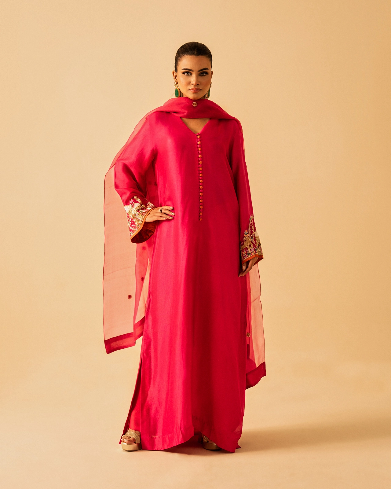 Fuchsia Long Kameez (Hibiscus)